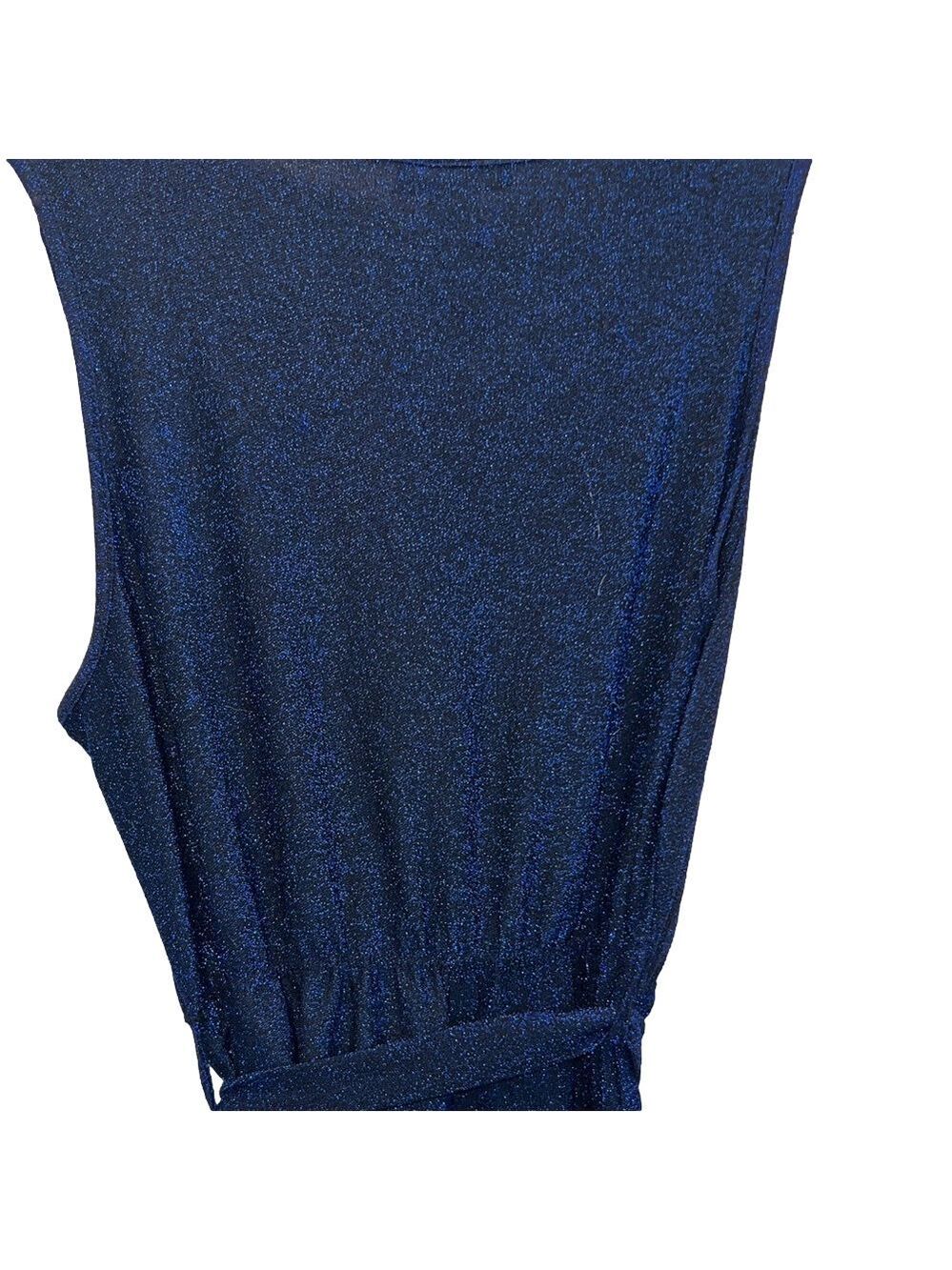 Bold & Chic Navy Blue “Sparkle”Sleeveless Jumpsuit, Plus Size 2X - Picture 8 of 10